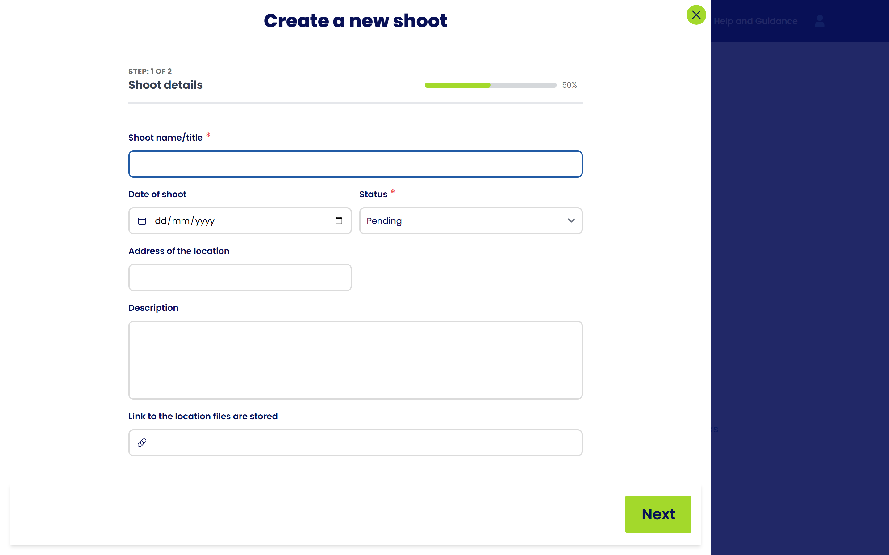 07 Create Shoot Drawer
